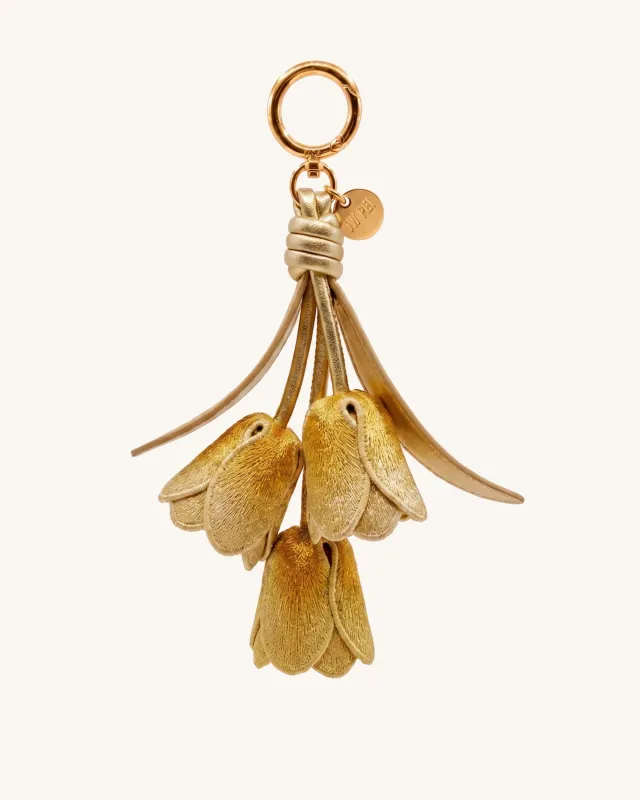 3D Embroidered Tulip Bag Charm - Gold made by JW PEI