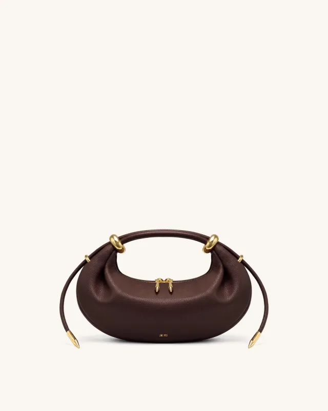 Ellie Metal Ring Embellished Crescent Top Handle Bag - Dark Brown made by JW PEI