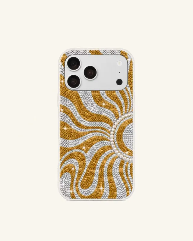 Abstract Swirl Artificial Crystal Phone Case ā Gold & White made by JW PEI