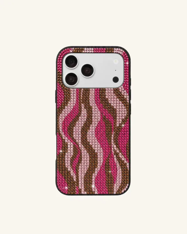 Wavy Stripe Artificial Crystal Phone Case – Pink made by JW PEI