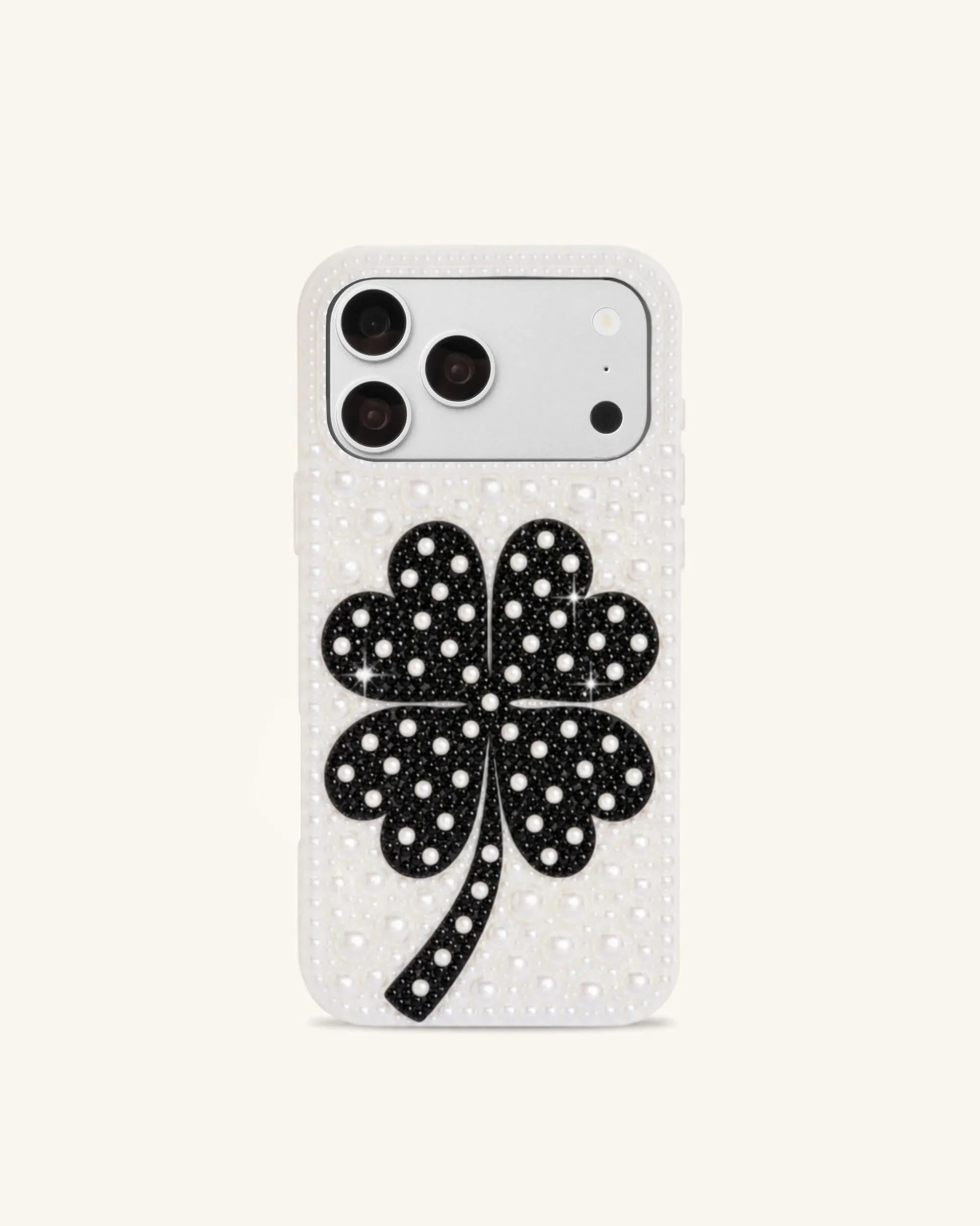 Four-Leaf Clover Artificial Crystal Phone Case – White sold by JW PEI
