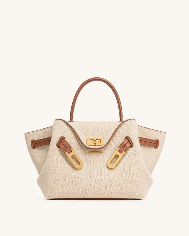 Rhea Canvas Top Handle Bag - Neutral made by JW PEI