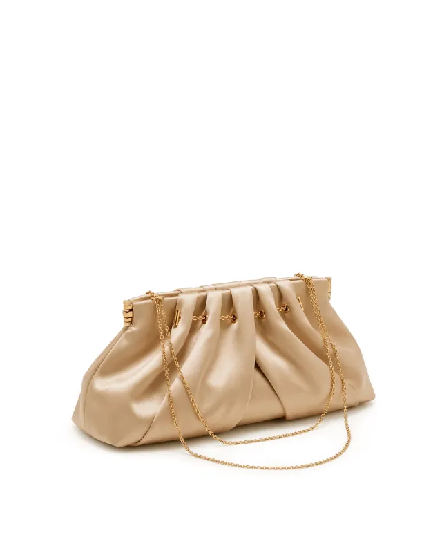 Mia Ruched Satin Clutch - Gold made by JW PEI