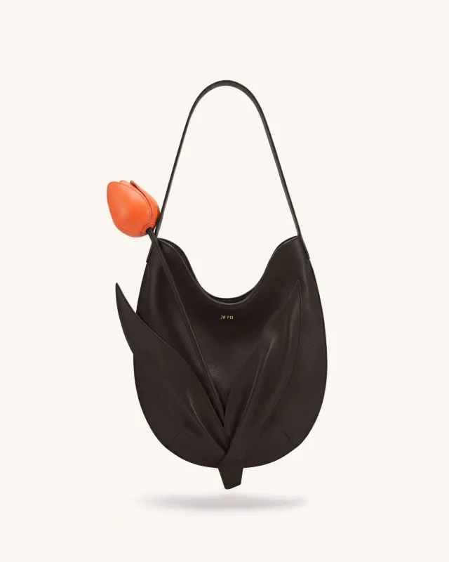 Tulip Shape Shoulder Bag - Dark Brown made by JW PEI