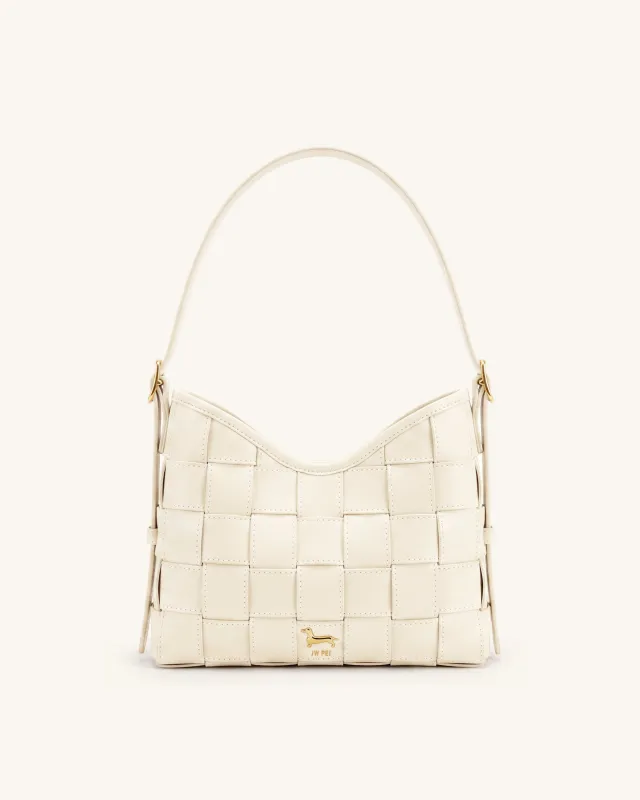 Nadine Dachshund Woven Hobo Bag - White made by JW PEI