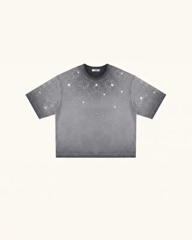 Cosmic Starburst Rhinestone Tee - Washed Grey made by JW PEI