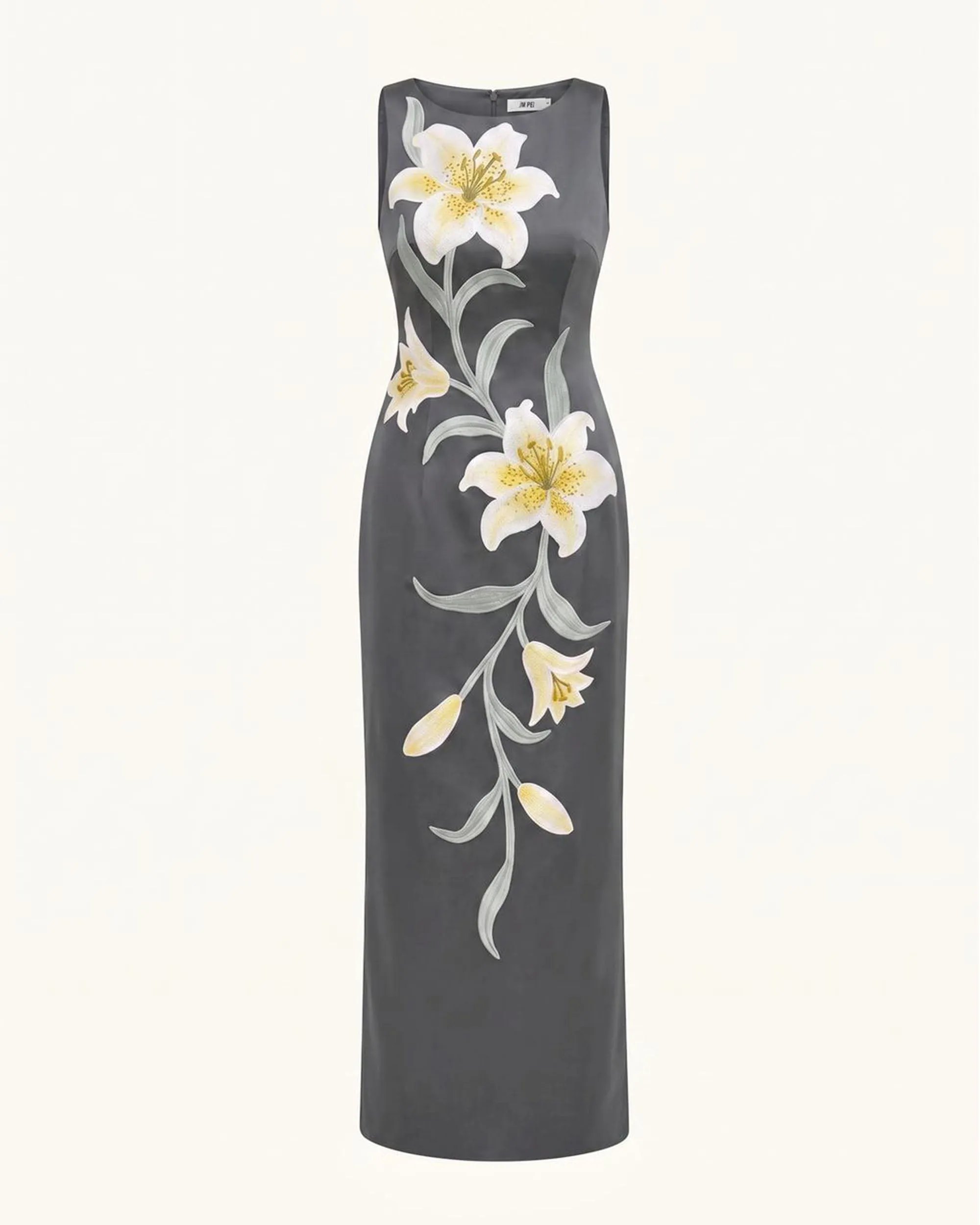 Lily Floral Print Sleeveless Column Maxi Dress - Grey sold by JW PEI product image thumbnail 3