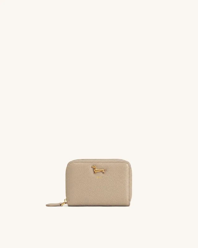 Maeve Dachshund Metal Emblem Zip Wallet - Sand made by JW PEI