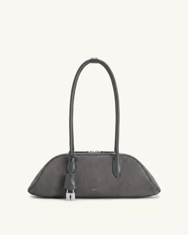 Zora Faux Suede Shoulder Bag - Charcoal Gray made by JW PEI