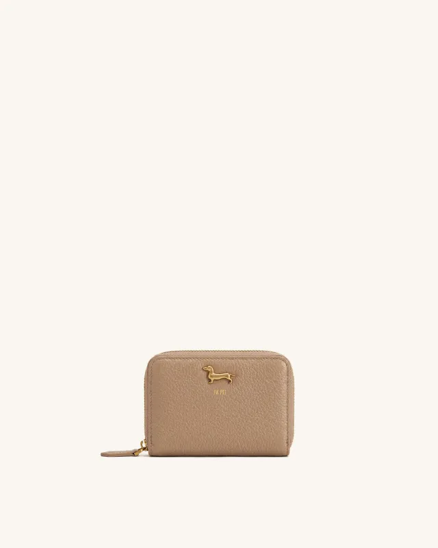 Maeve Dachshund Metal Emblem Zip Wallet - Light Brown made by JW PEI