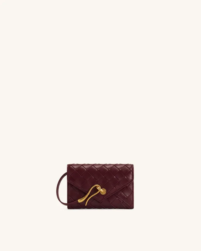 Celeste Woven Texture Envelope Wallet - Wine Red made by JW PEI