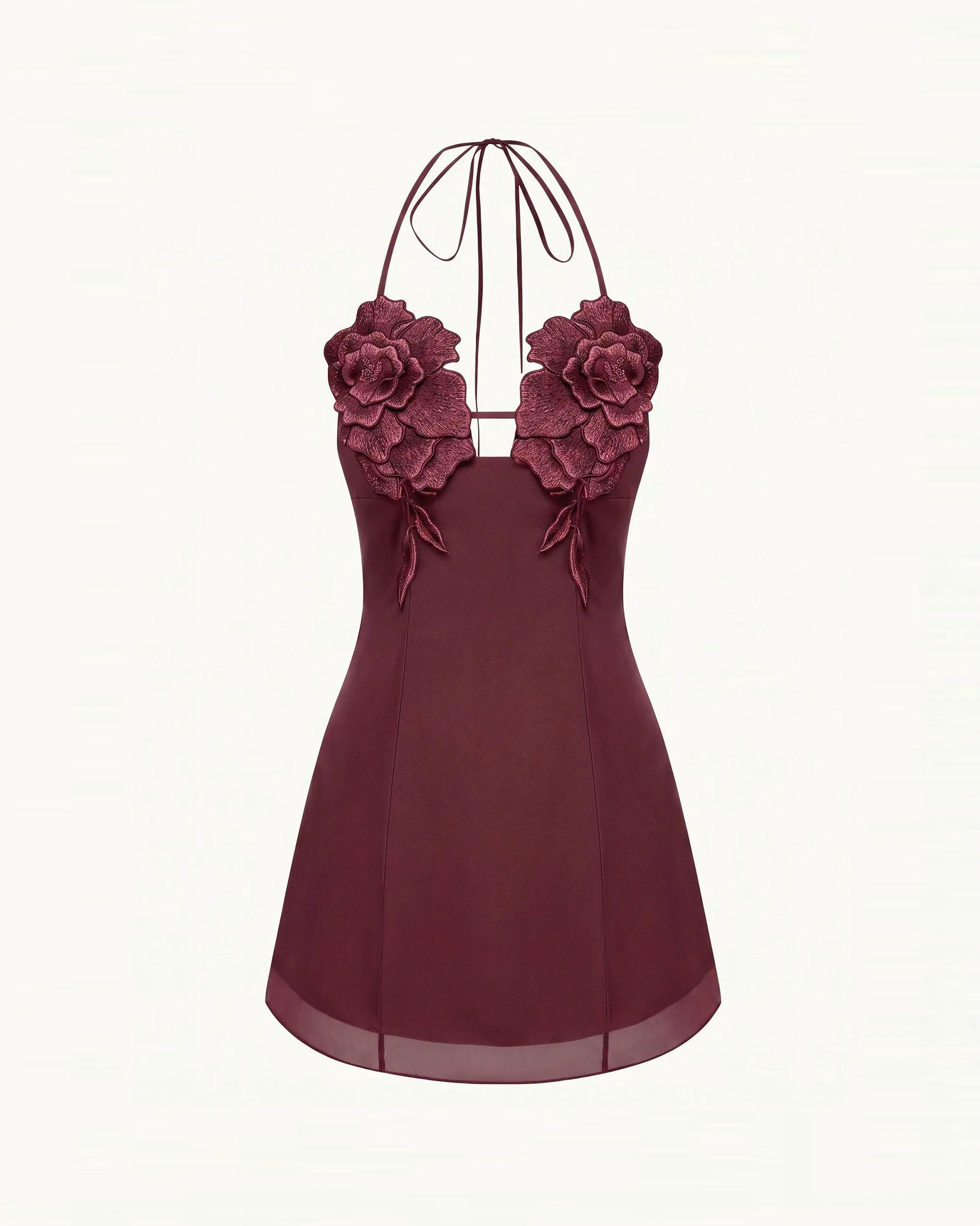 Flower Embroidered Mini Dress - Burgundy sold by JW PEI product image thumbnail 3
