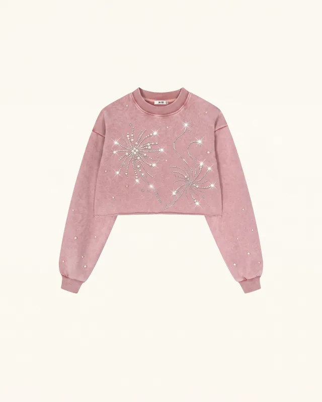 Sparkle Fireworks Cropped Sweatshirt - Bubblegum Pink made by JW PEI