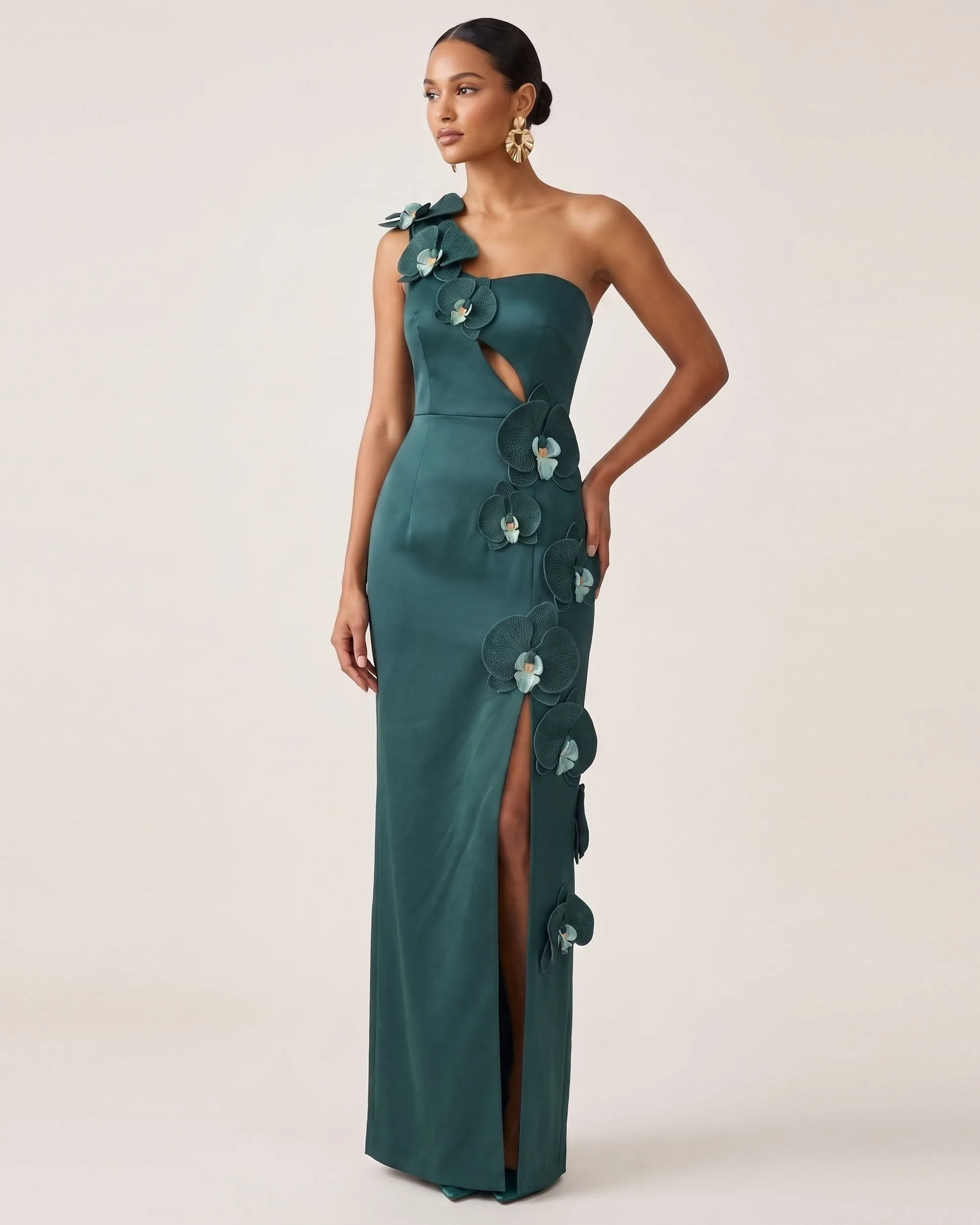 Orchid Embellished Cutout Slit Maxi Dress - Dark Green sold by JW PEI product image thumbnail 2
