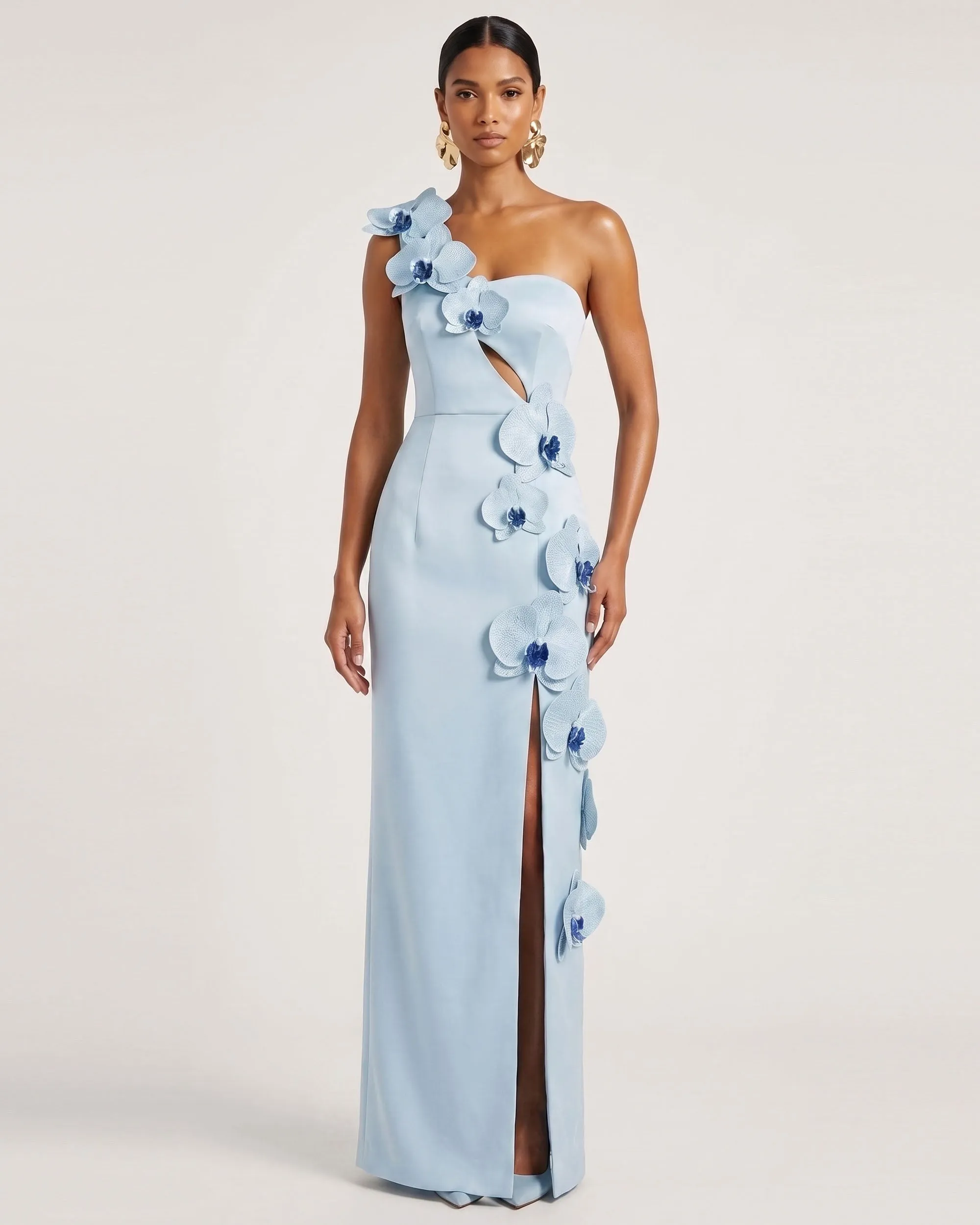 Orchid Embellished Cutout Slit Maxi Dress - Light Blue sold by JW PEI