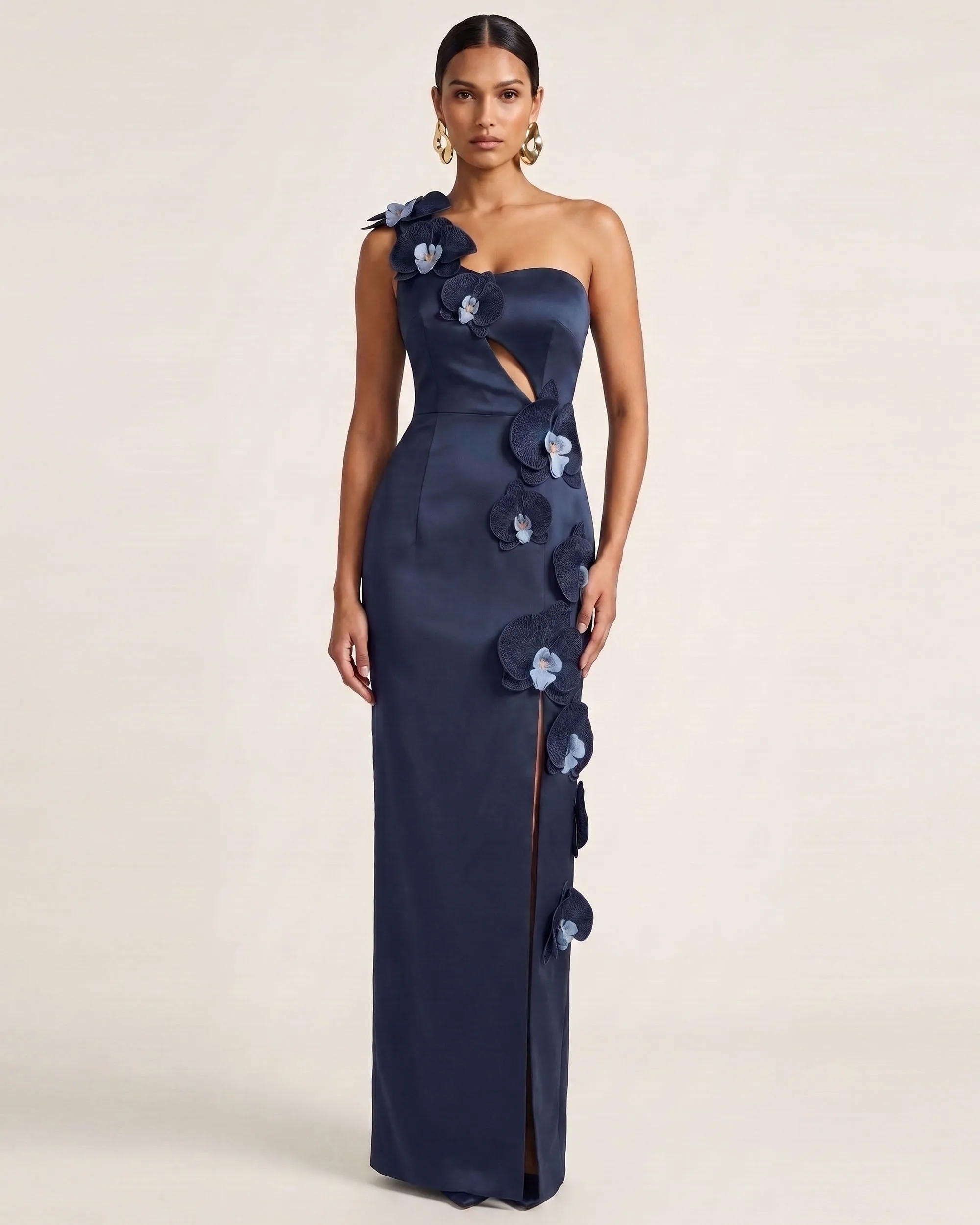 Orchid Embellished Cutout Slit Maxi Dress - Dark Blue sold by JW PEI