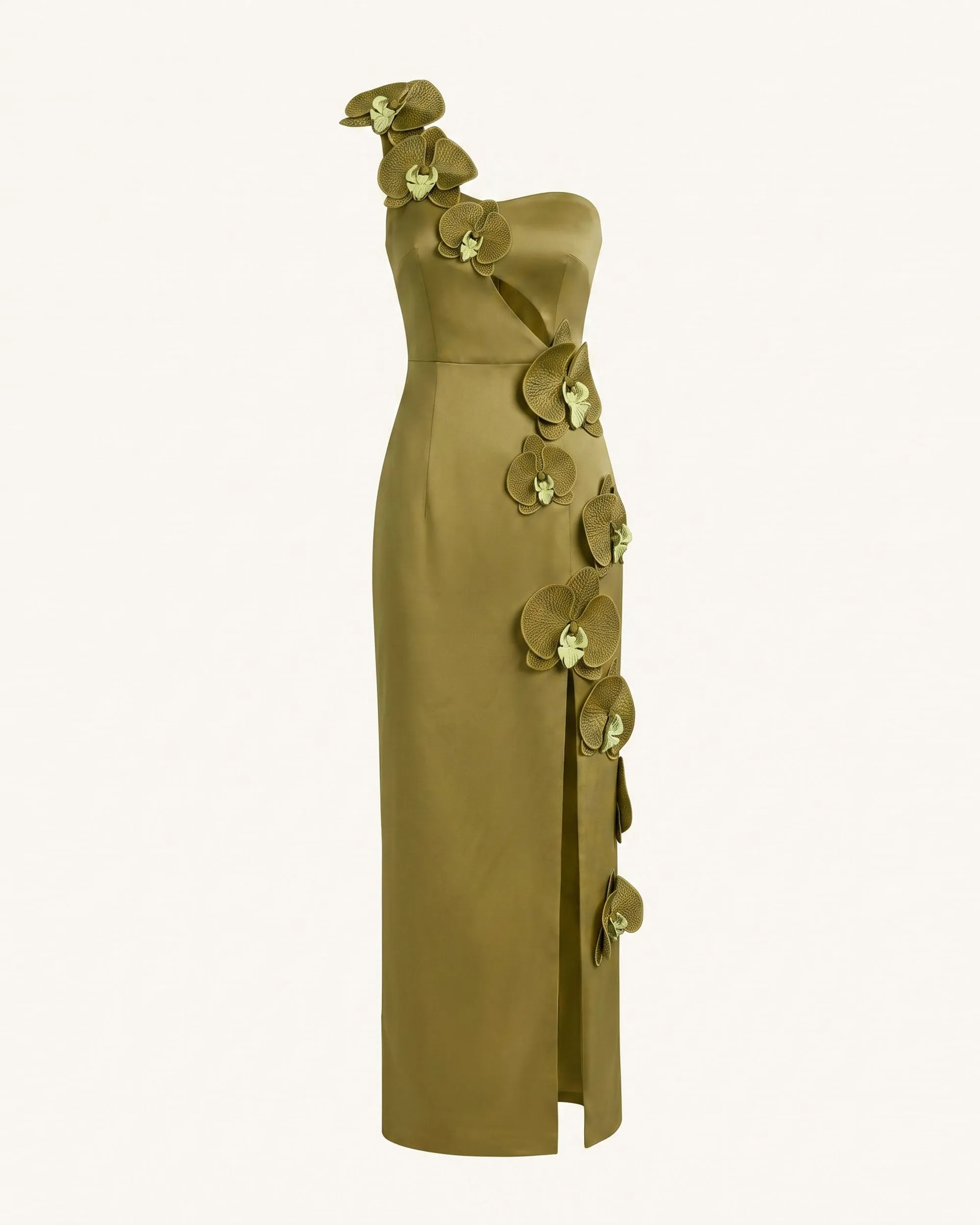 Orchid Embellished Cutout Slit Maxi Dress - Yellowish Green sold by JW PEI product image thumbnail 3