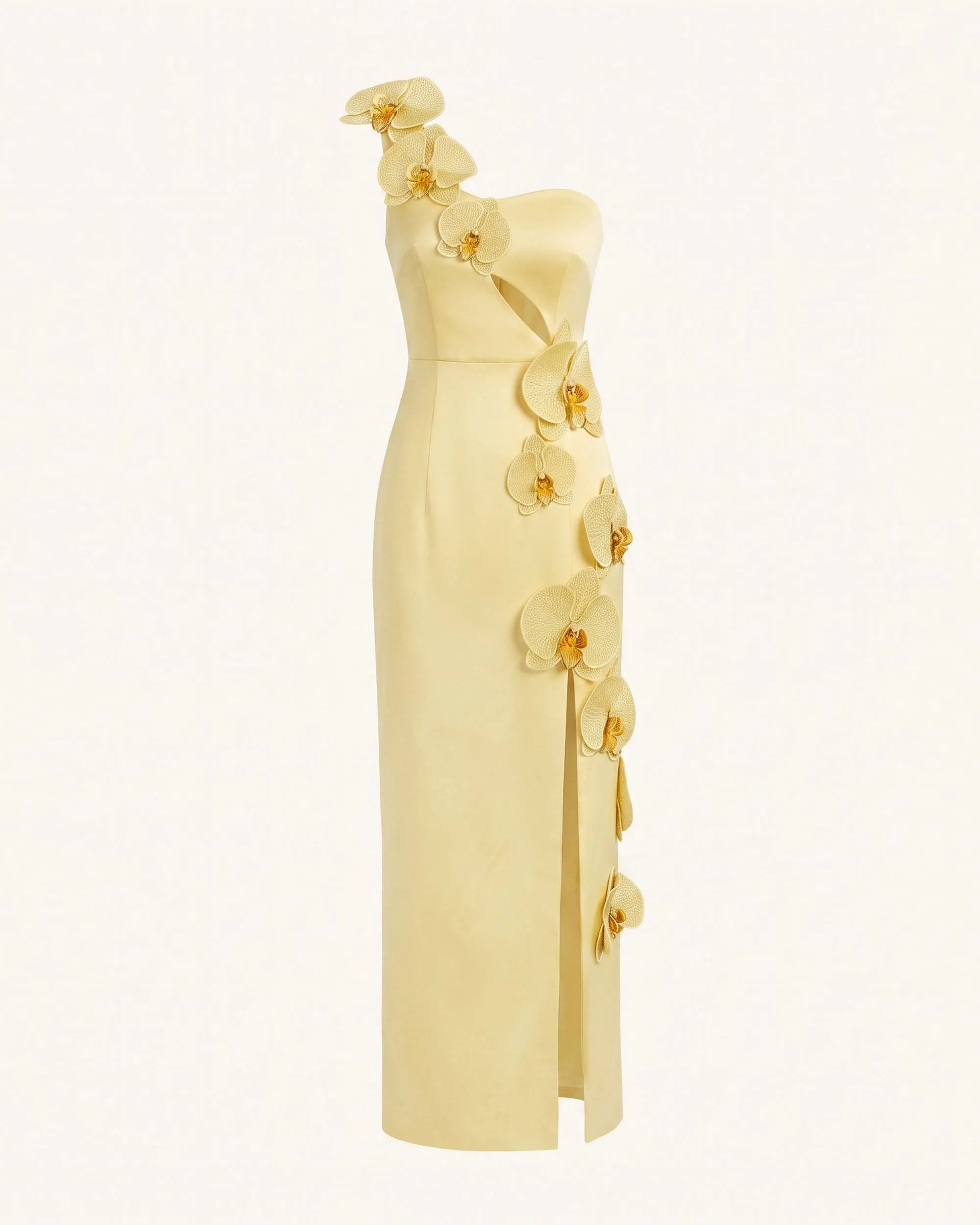 Orchid Embellished Cutout Slit Maxi Dress - Light Yellow sold by JW PEI product image thumbnail 3
