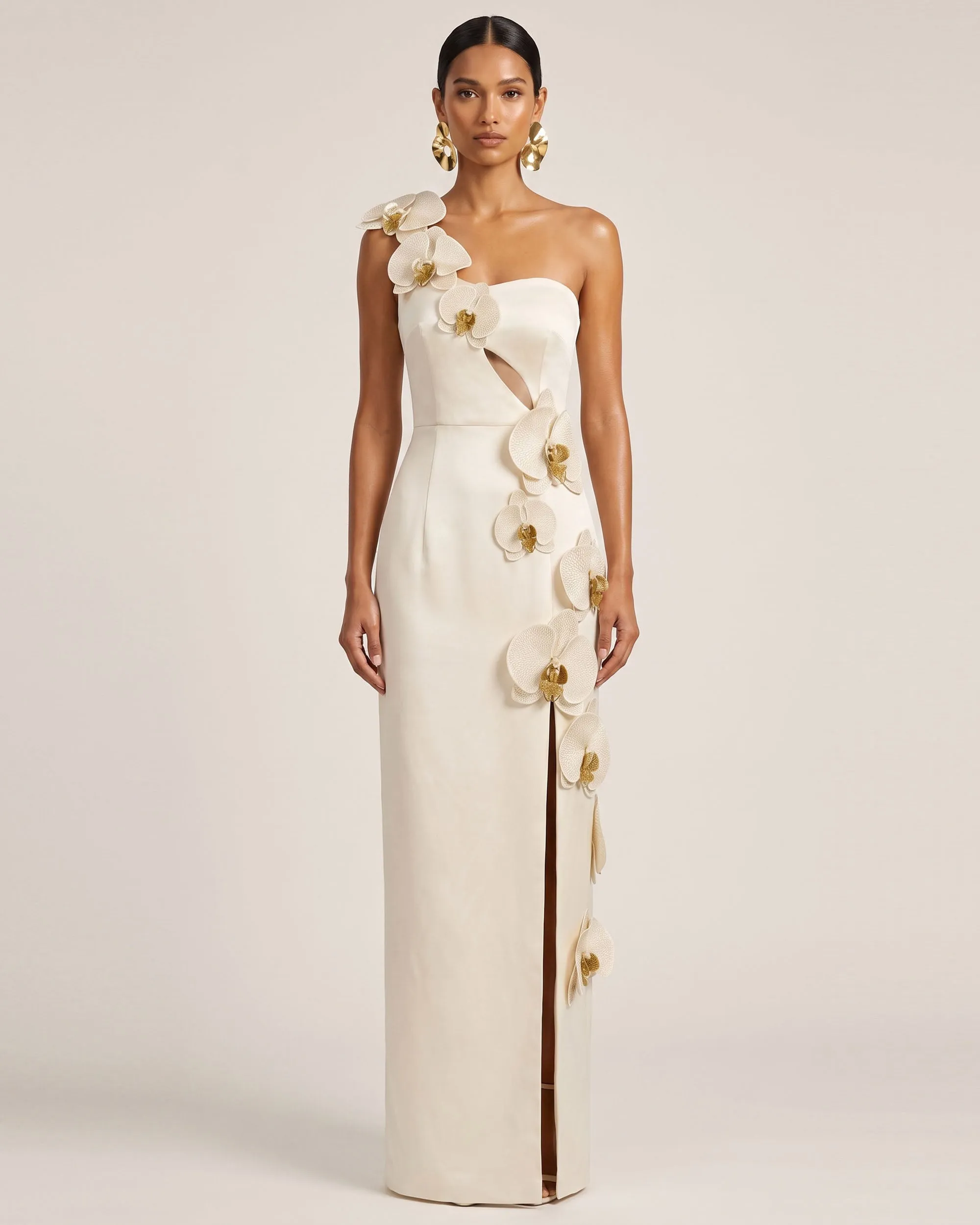 Orchid Embellished Cutout Slit Maxi Dress - Cream-colored sold by JW PEI
