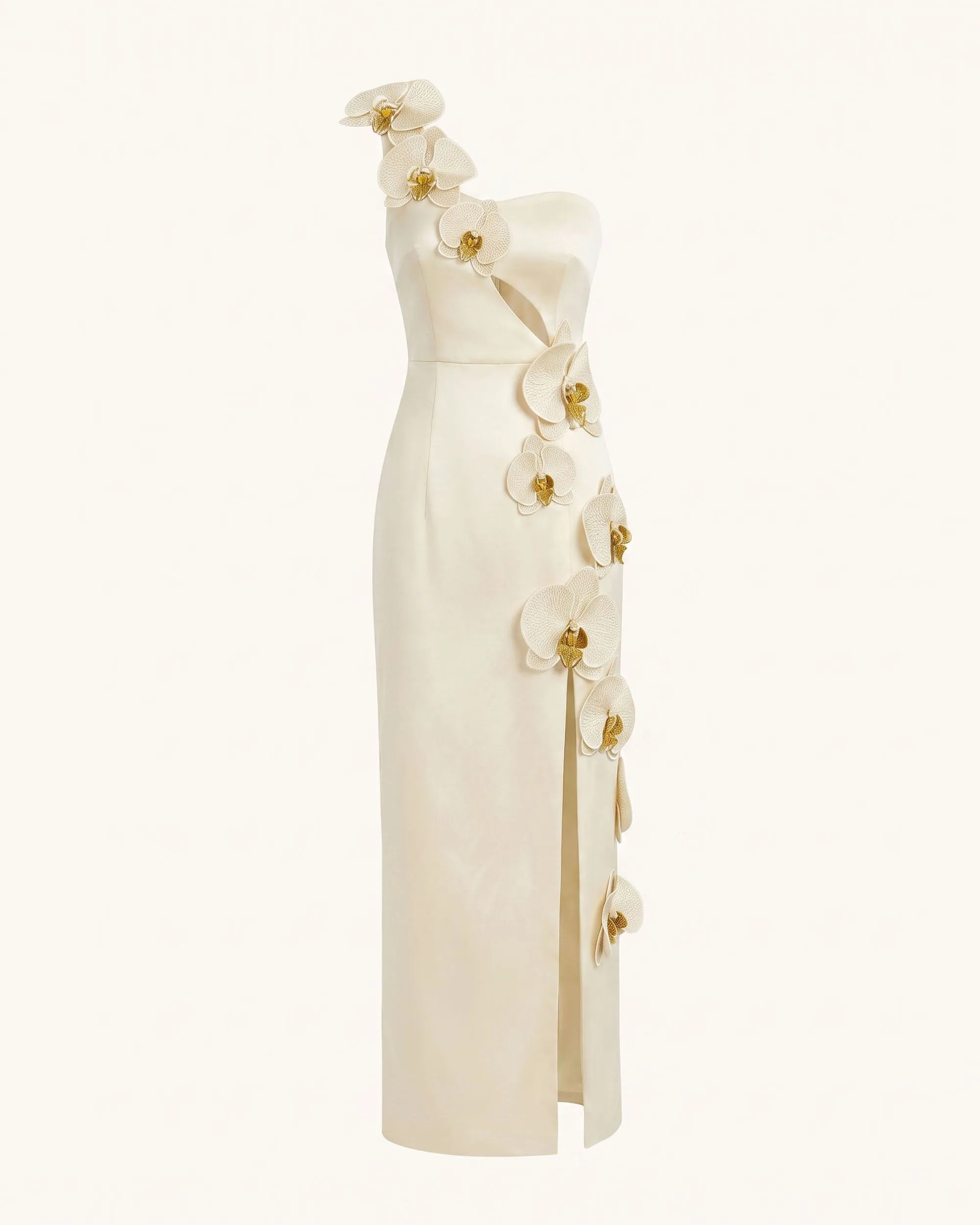 Orchid Embellished Cutout Slit Maxi Dress - Cream-colored sold by JW PEI product image thumbnail 3