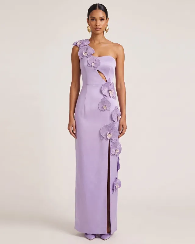 Orchid Embellished Cutout Slit Maxi Dress - Light Purple made by JW PEI