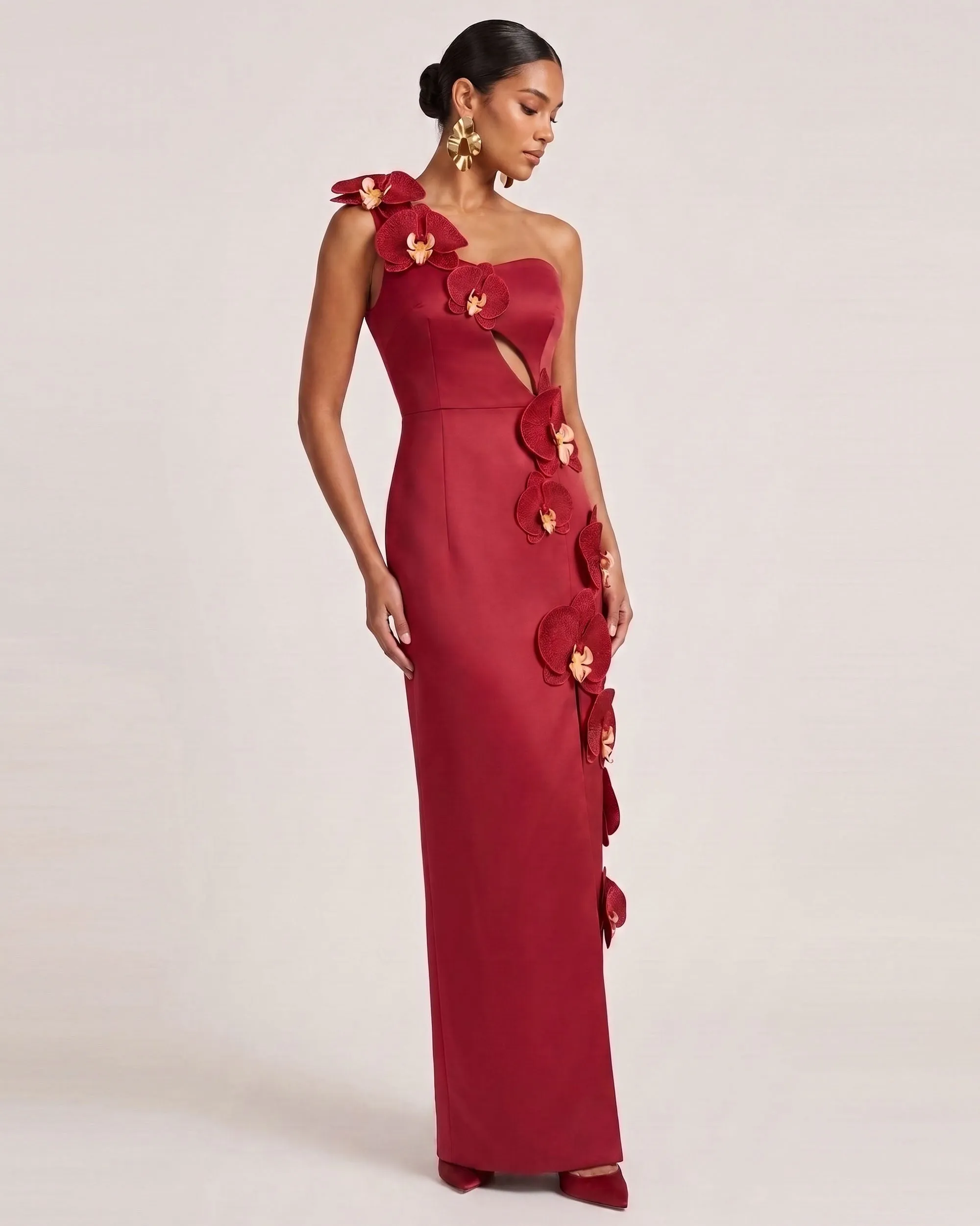 Orchid Embellished Cutout Slit Maxi Dress - Red sold by JW PEI product image thumbnail 2
