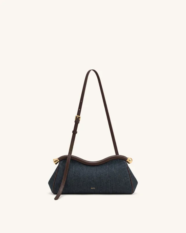 Naomi Curved Shoulder Bag - Dark Blue Denim made by JW PEI