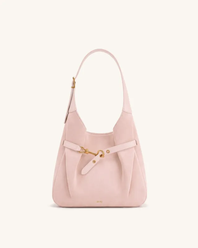 Alina Faux Suede Hobo Bag - Light Pink made by JW PEI