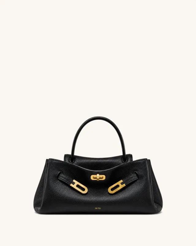 Rhea Buckle Accent Top Handle Bag – Black made by JW PEI