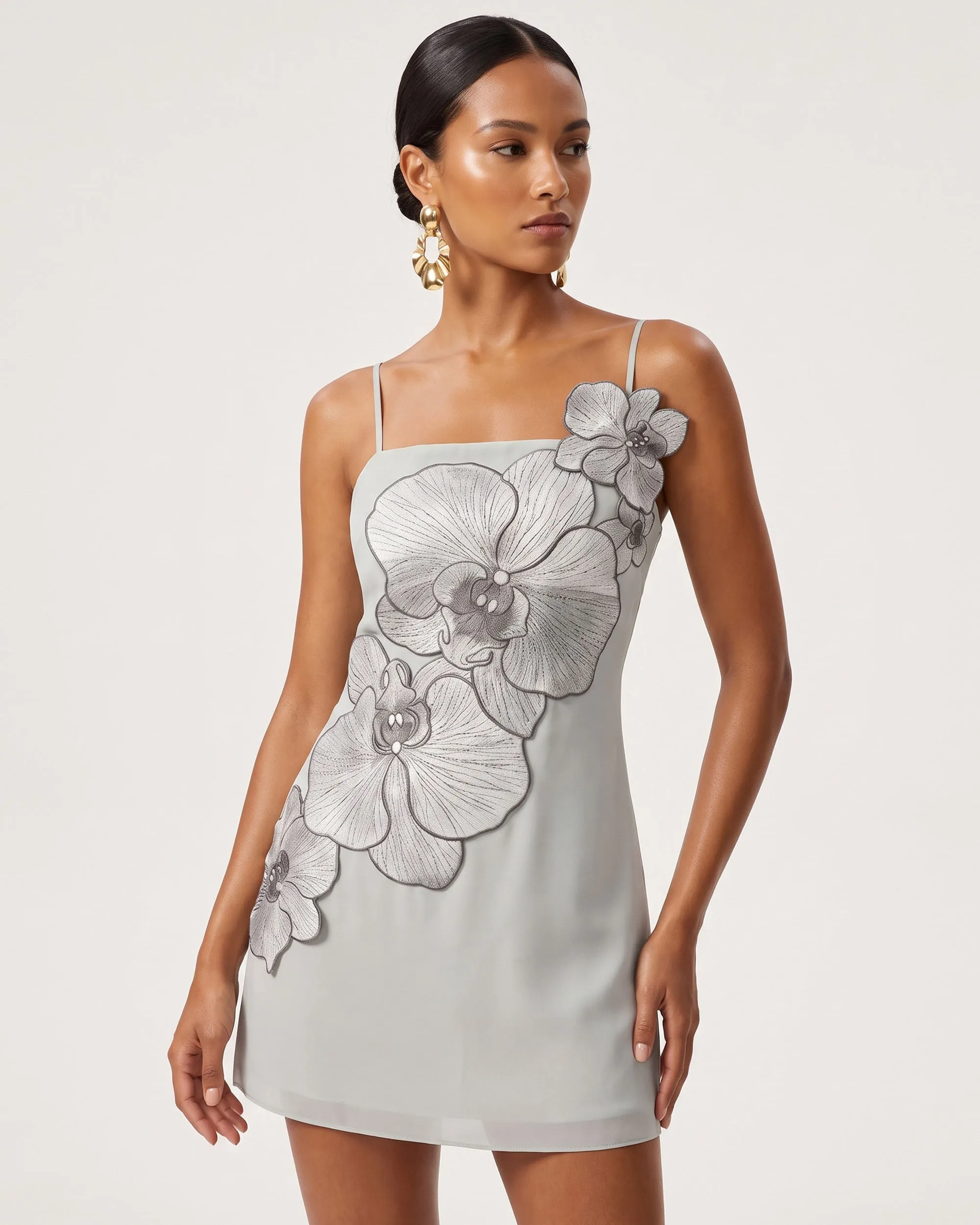 Orchid Appliqué Mini Dress - Grey sold by JW PEI product image thumbnail 2