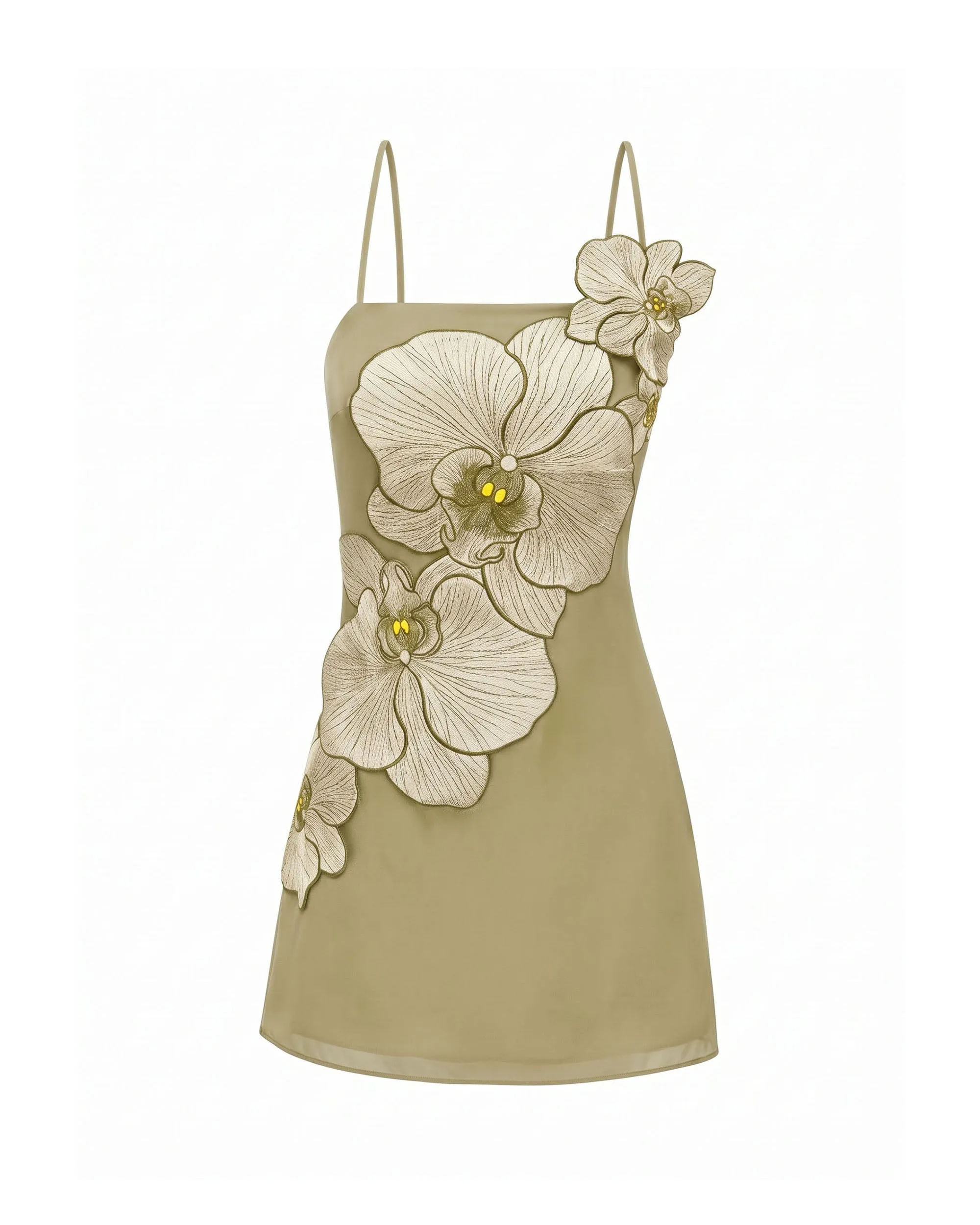 Orchid Appliqué Mini Dress - Light Khaki Grey sold by JW PEI product image thumbnail 3