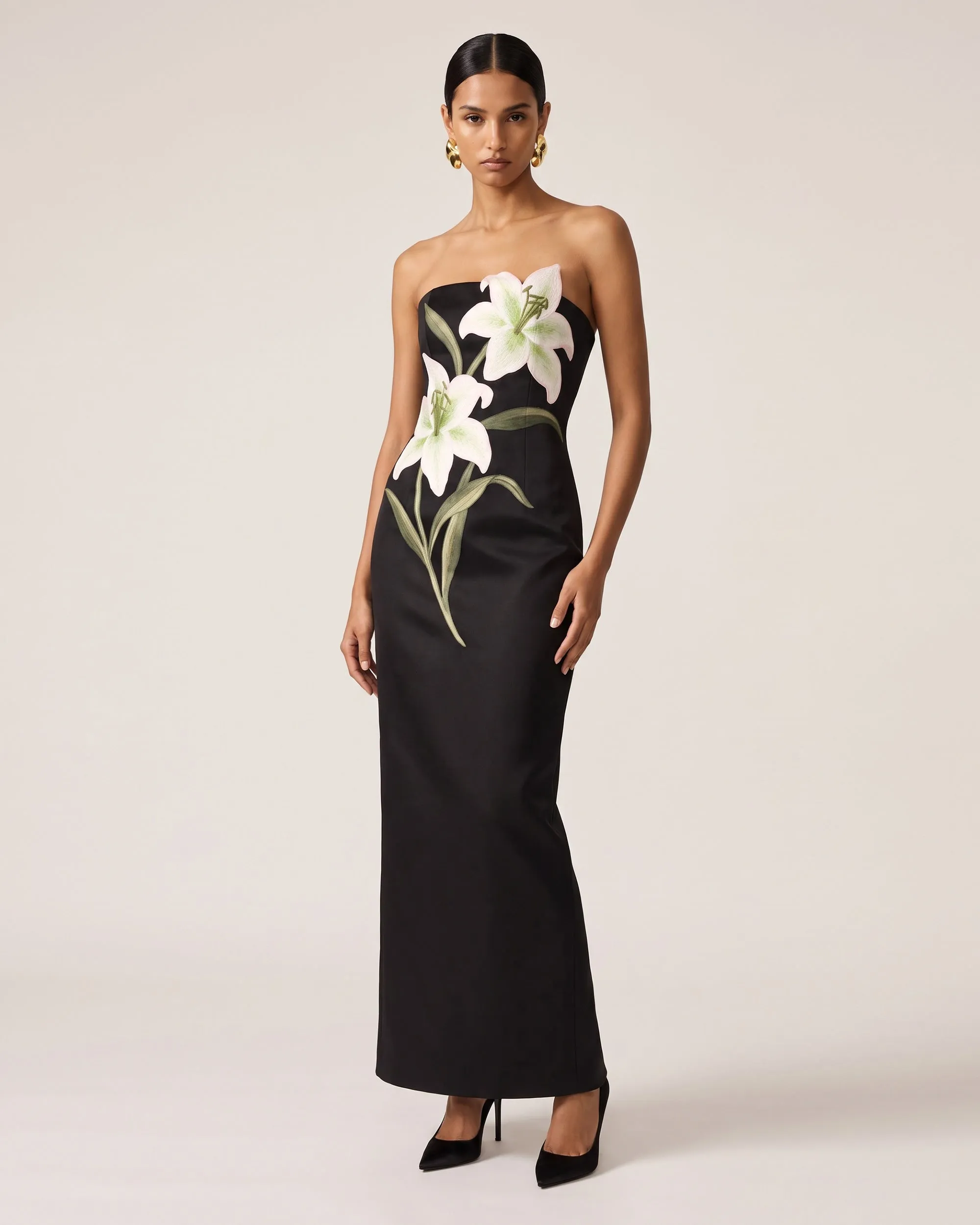 Lily Embroidered Strapless Column Maxi Dress - Black sold by JW PEI product image thumbnail 2