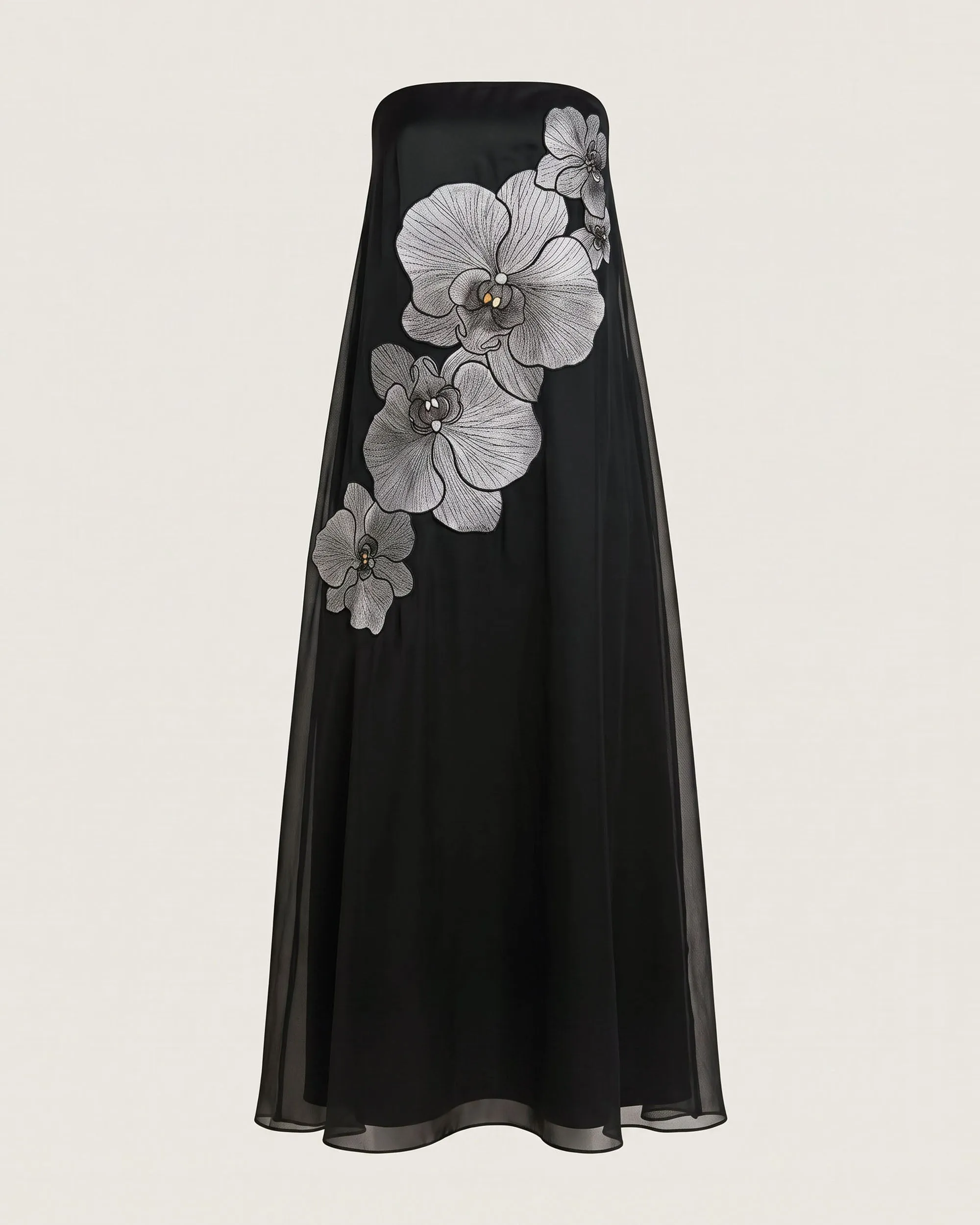 Orchid Embroidered Strapless Flowing Maxi Dress - Black sold by JW PEI product image thumbnail 3