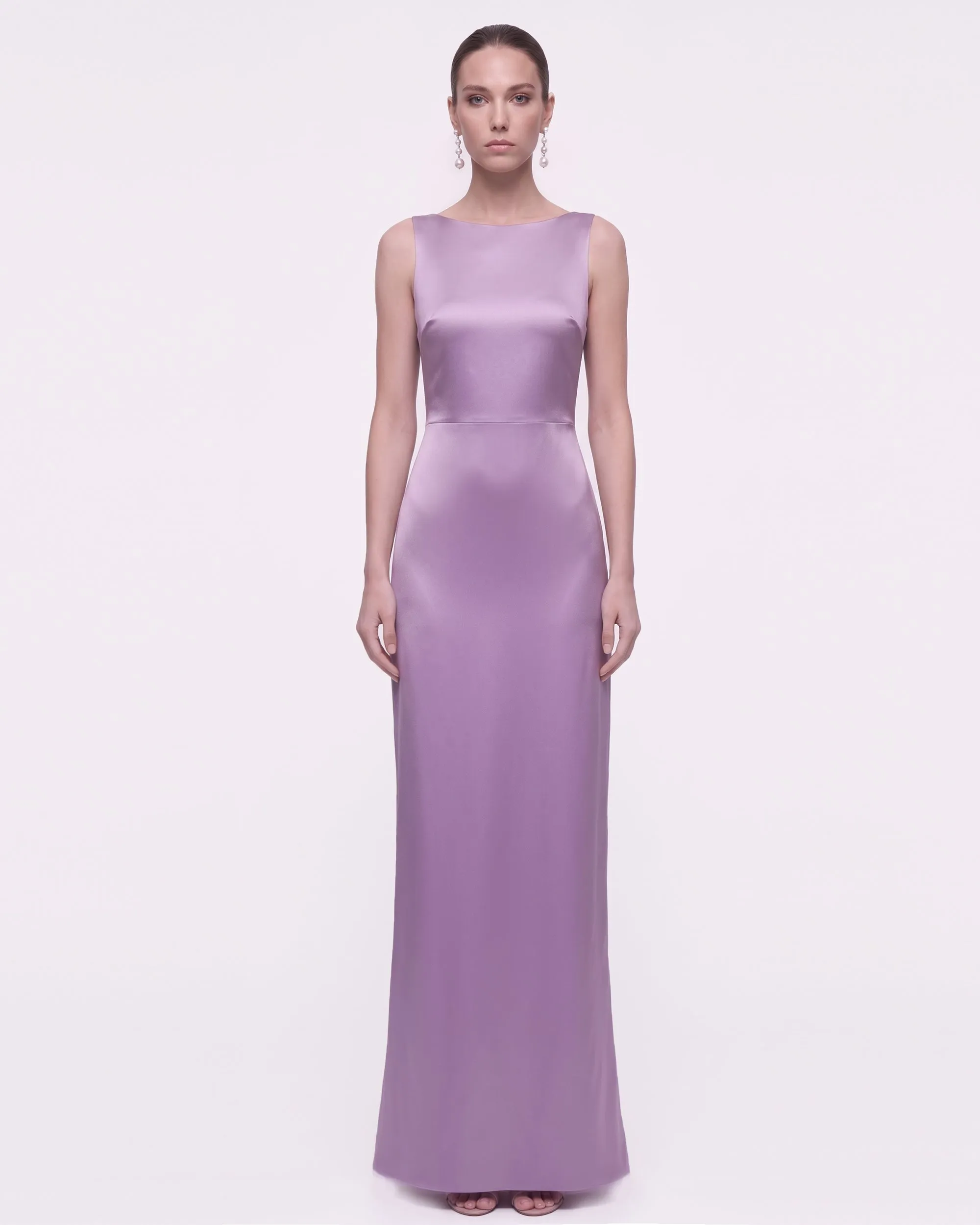Floral Embellished Open-Back Satin Maxi Dress - Lilac sold by JW PEI product image thumbnail 2
