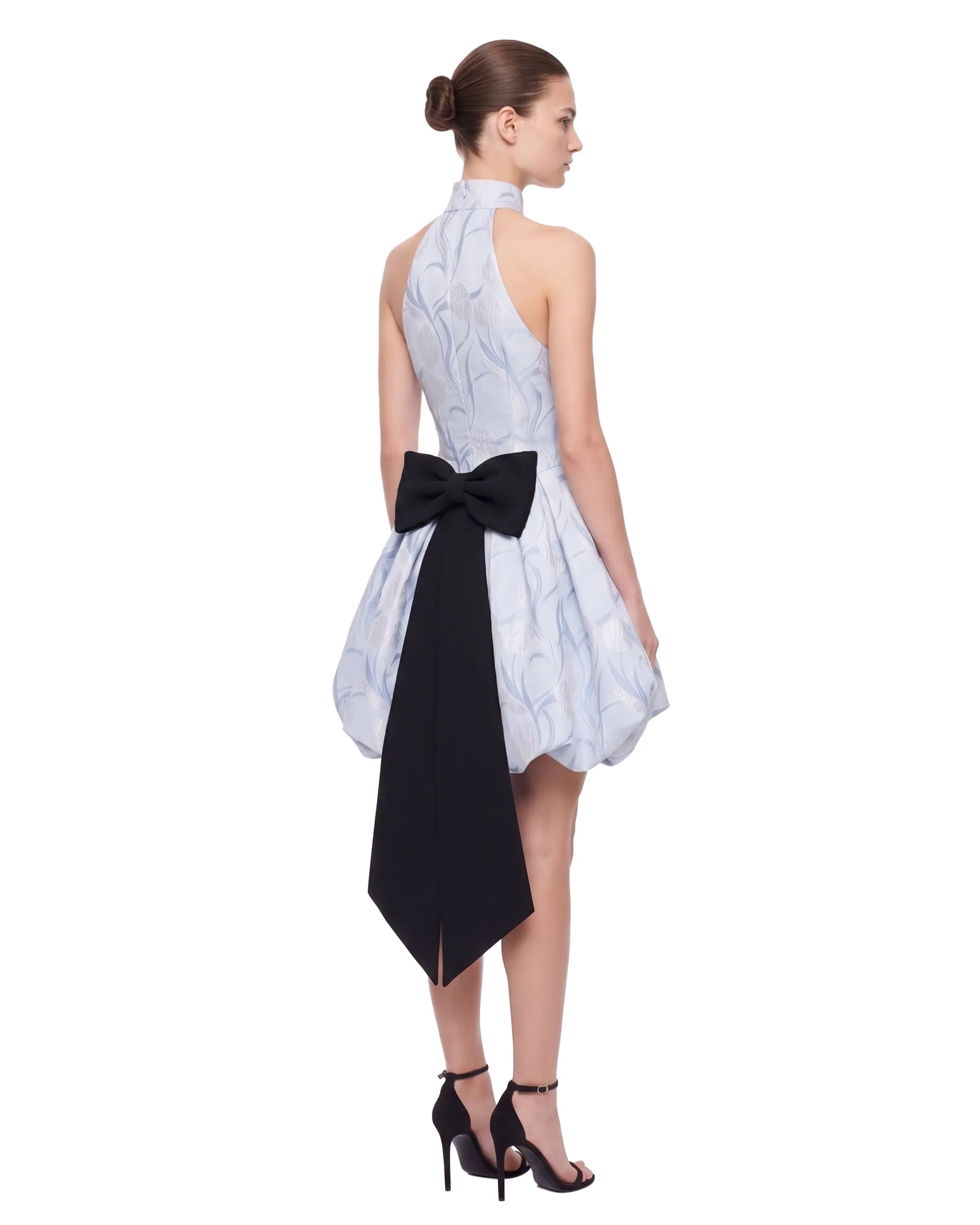 Floral Halter Bow Bubble Mini Dress - Light Blue sold by JW PEI product image thumbnail 2