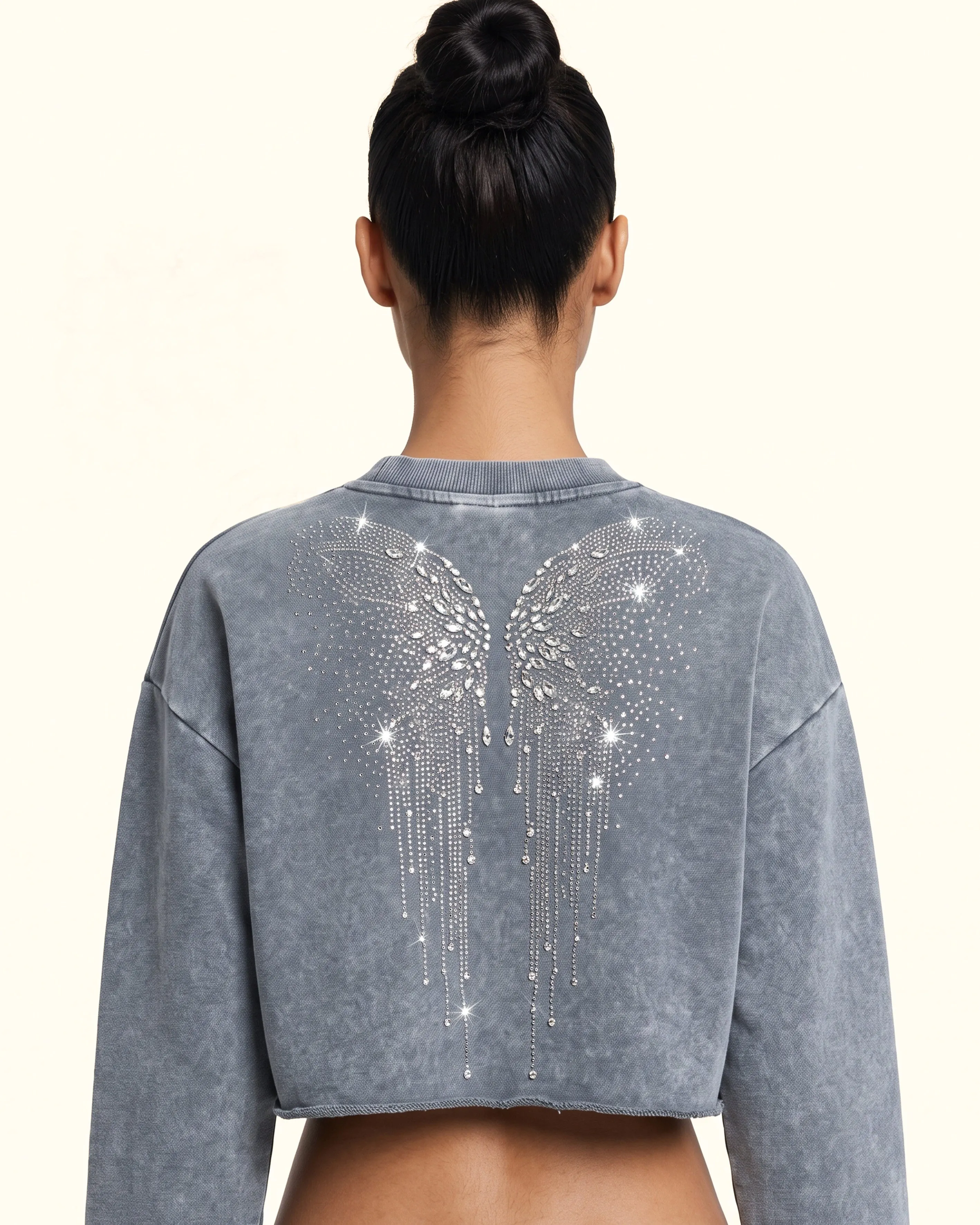 Angelic Dripping Crystal Wings Sweatshirt - Ash Cloud sold by JW PEI