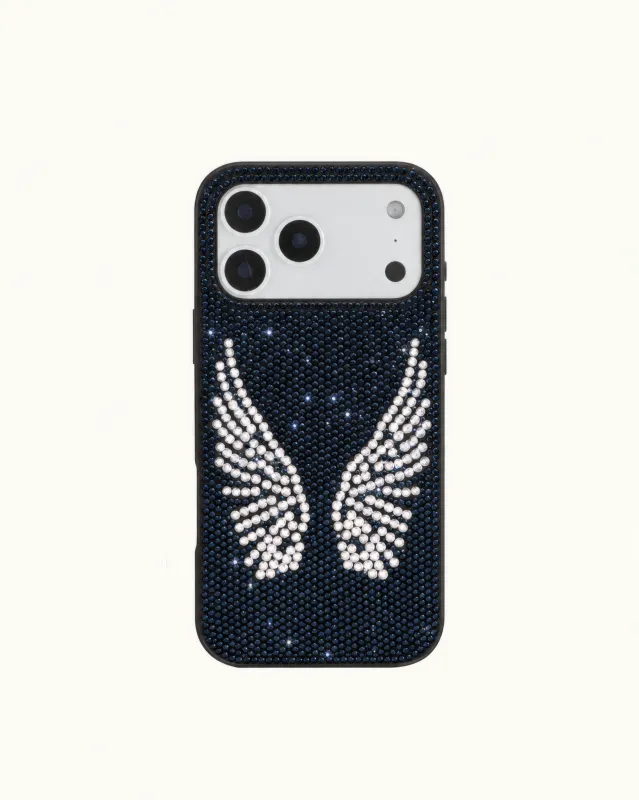 Artificial Crystal Angel Wings Phone Case - Black made by JW PEI