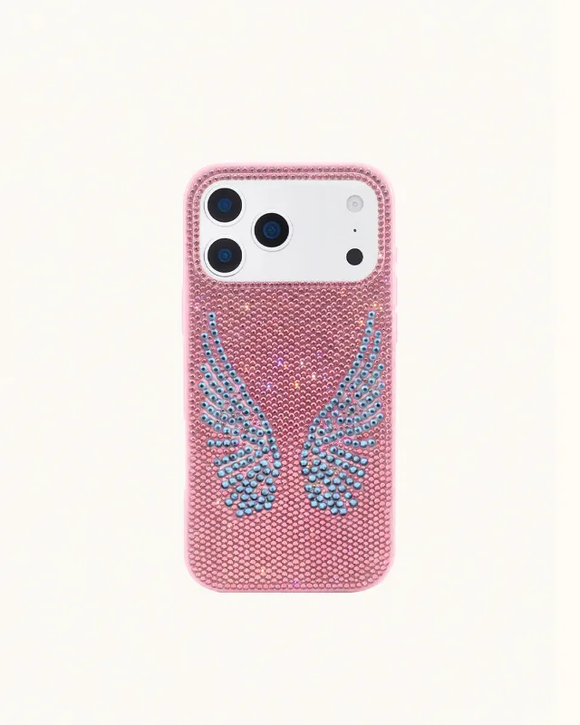 Artificial Crystal Angel Wings Phone Case - Pink & Blue made by JW PEI