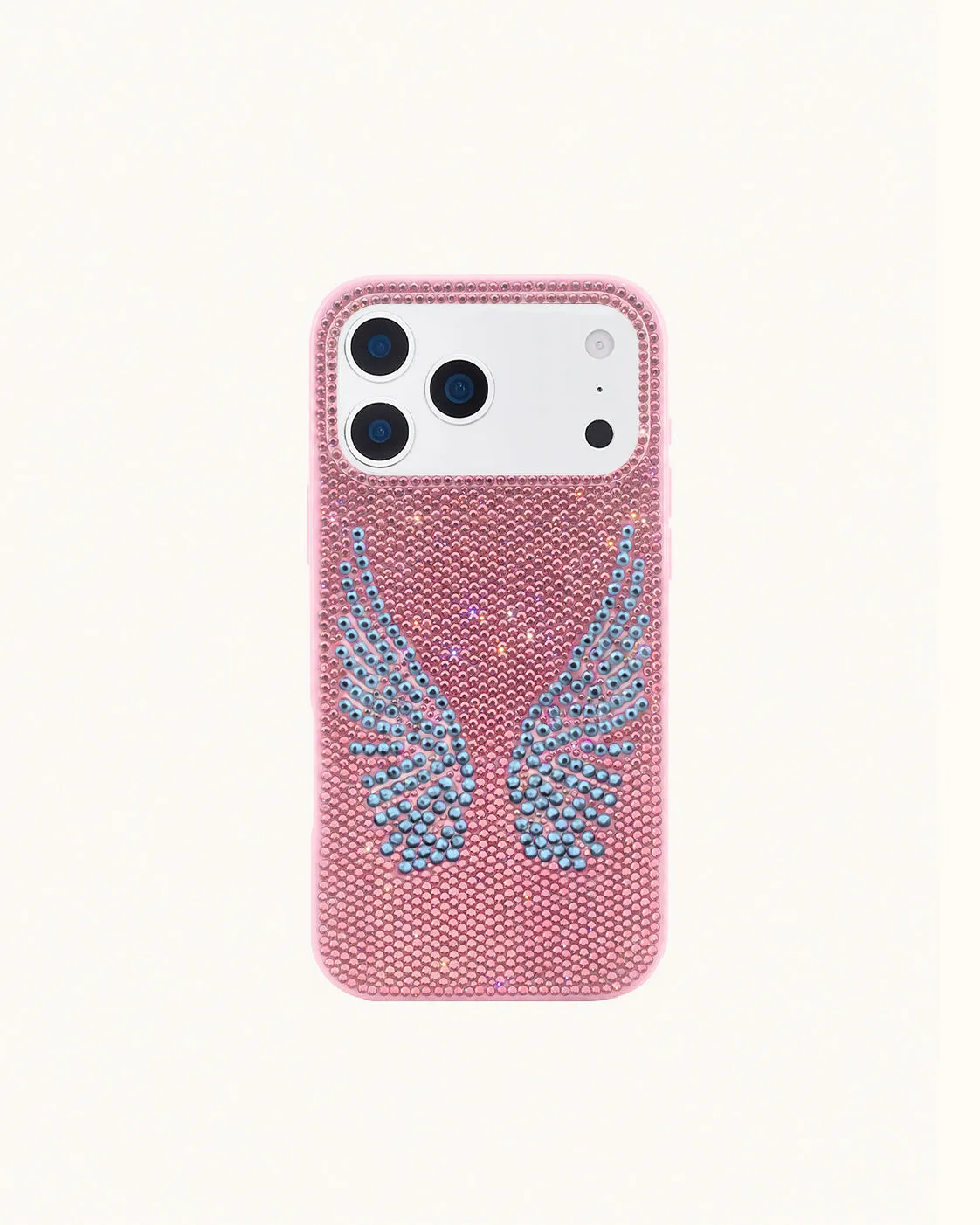Artificial Crystal Angel Wings Phone Case - Pink & Blue sold by JW PEI