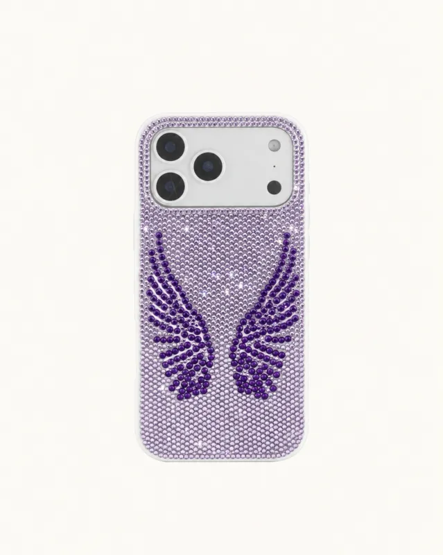 Artificial Crystal Angel Wings Phone Case - White & Purple made by JW PEI