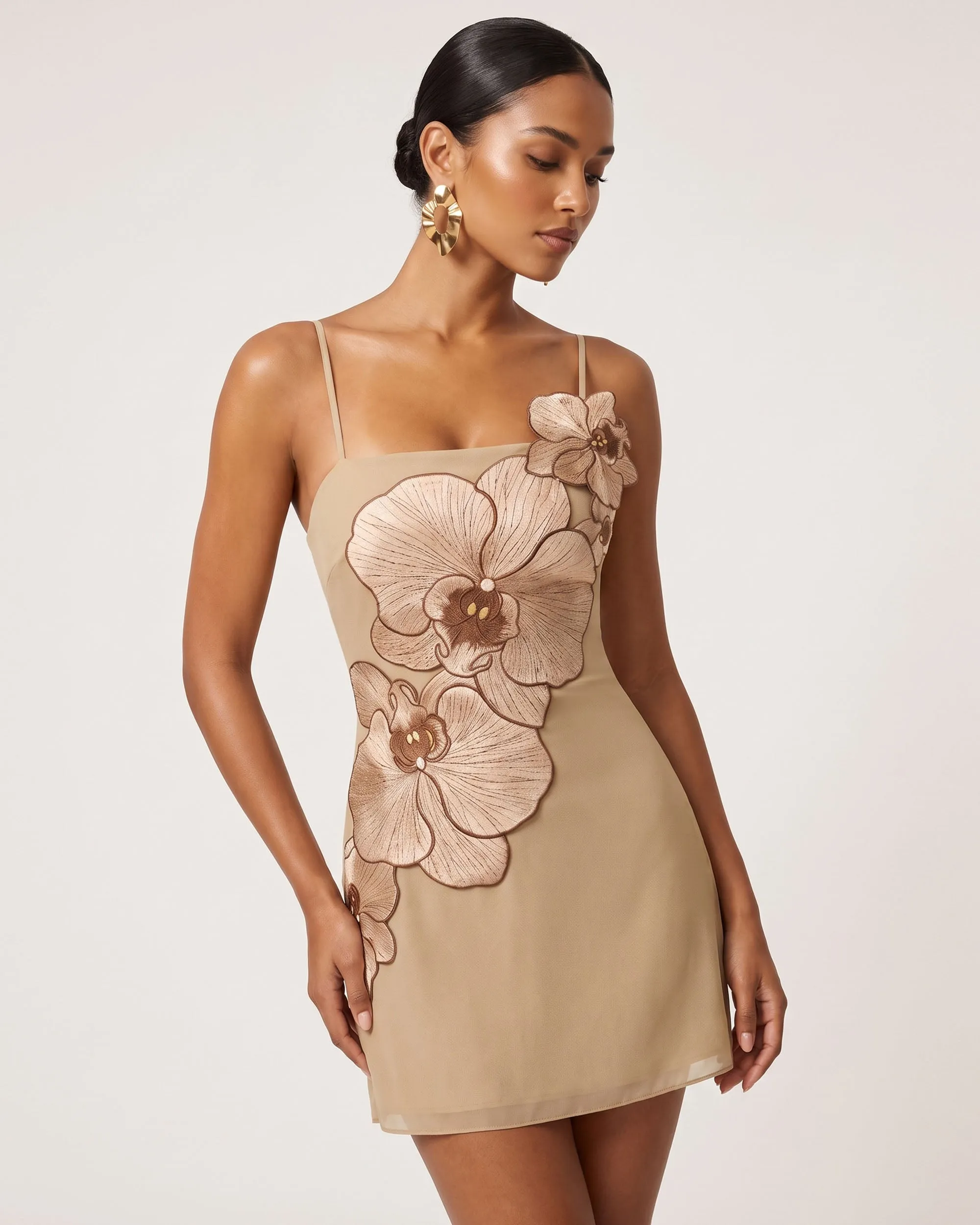 Orchid Appliqué Mini Dress - Mocha Brown sold by JW PEI product image thumbnail 2