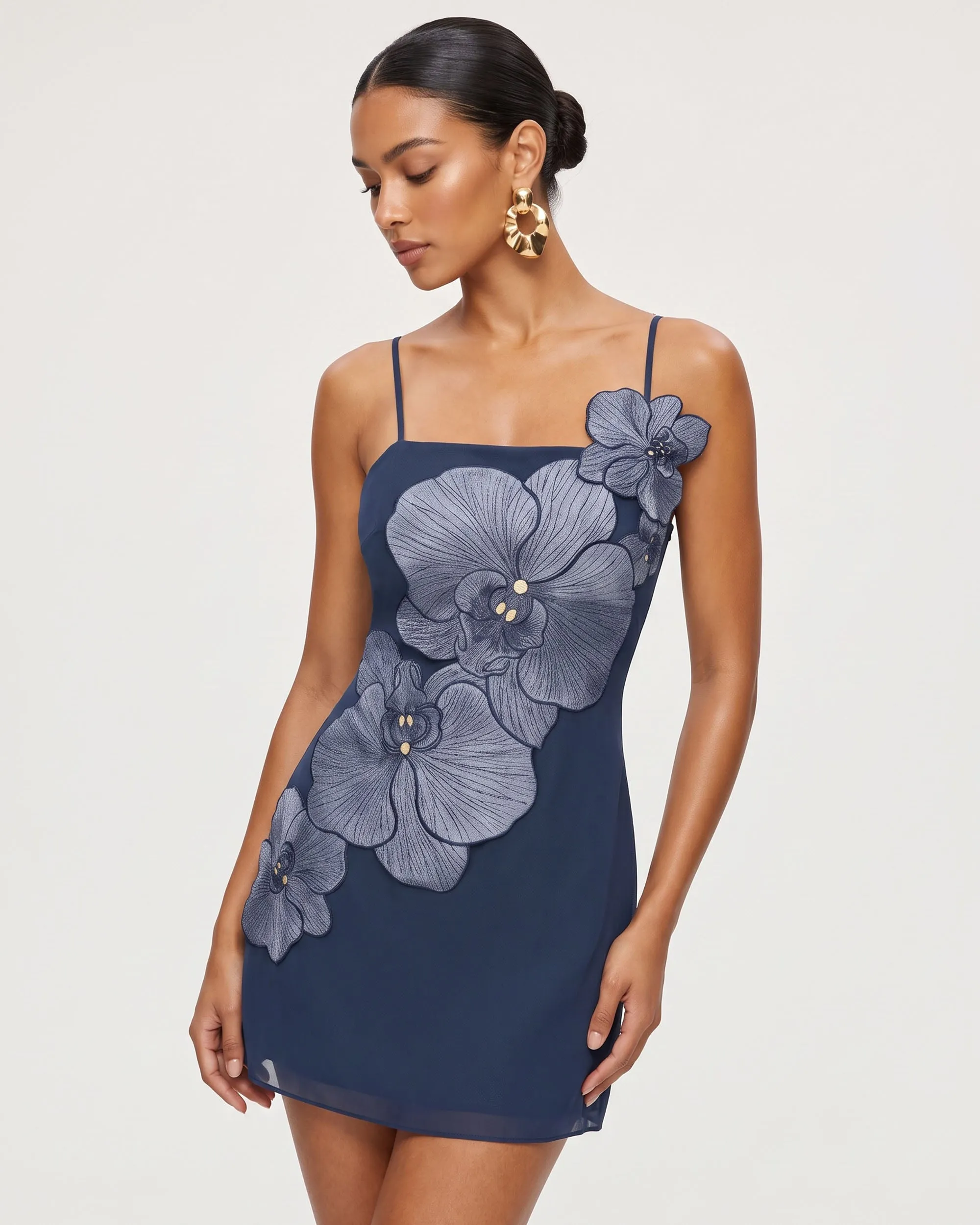 Orchid Appliqué Mini Dress - Dark Blue sold by JW PEI product image thumbnail 2