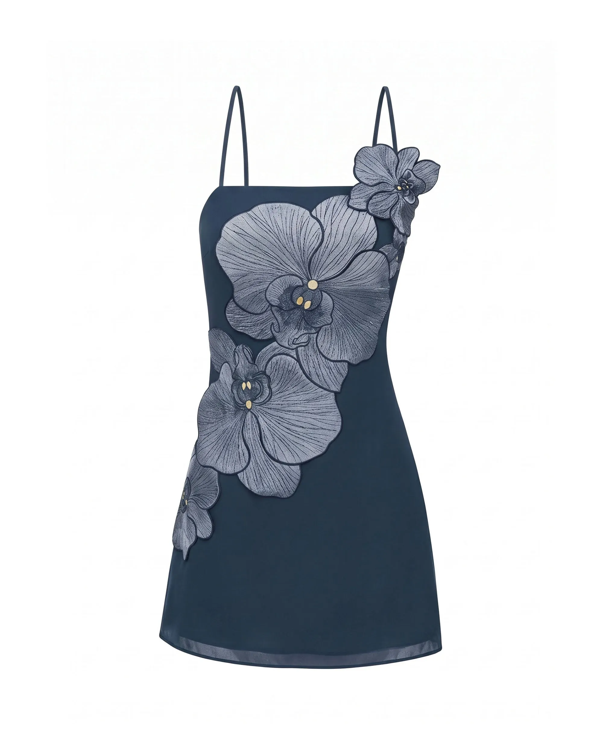 Orchid Appliqué Mini Dress - Dark Blue sold by JW PEI product image thumbnail 3