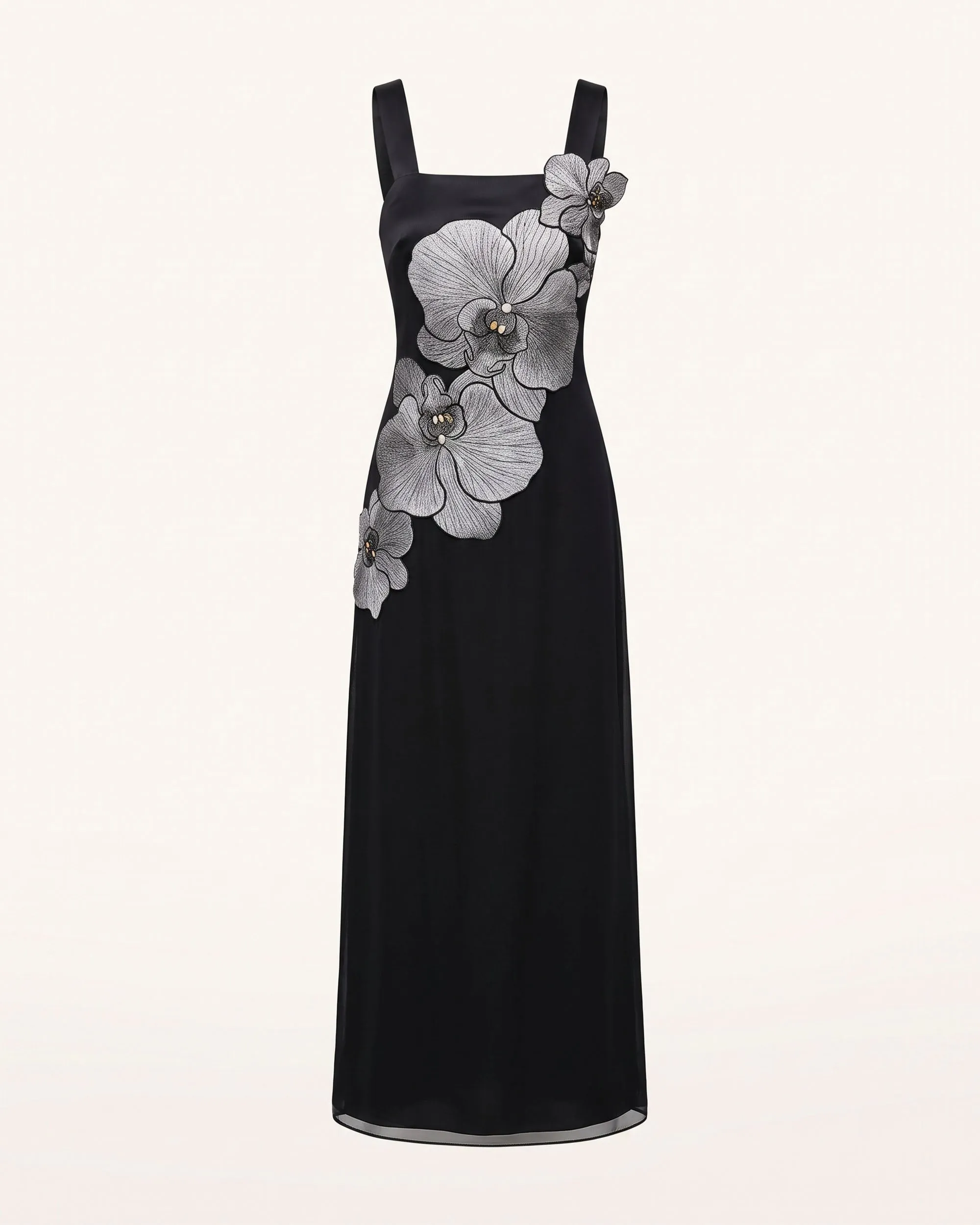 Orchid Embroidered Square Neck Column Maxi Dress - Black sold by JW PEI product image thumbnail 3