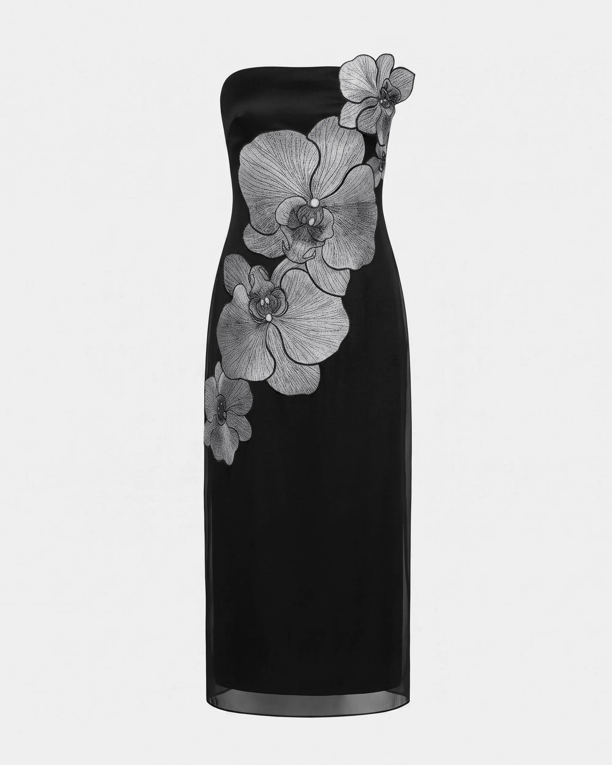 Orchid Embroidered Strapless Column Midi Dress - Black sold by JW PEI product image thumbnail 3