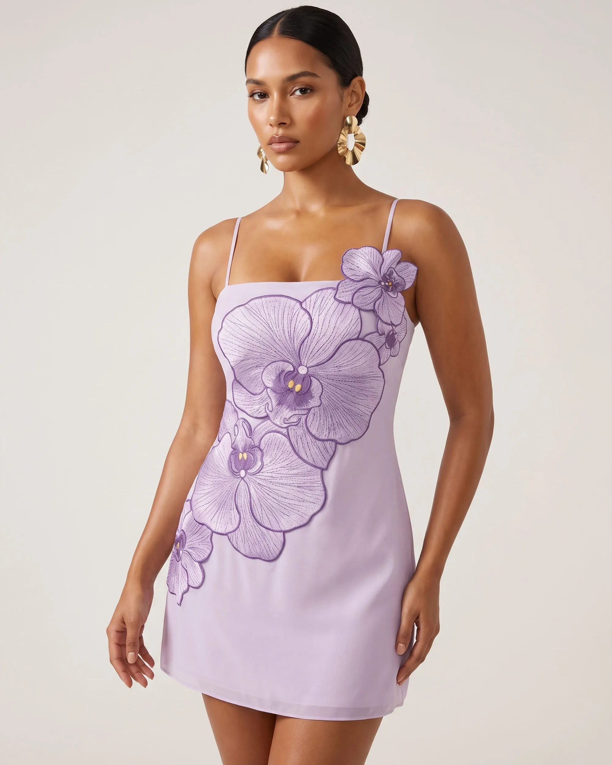Orchid Appliqué Mini Dress - Light Purple sold by JW PEI