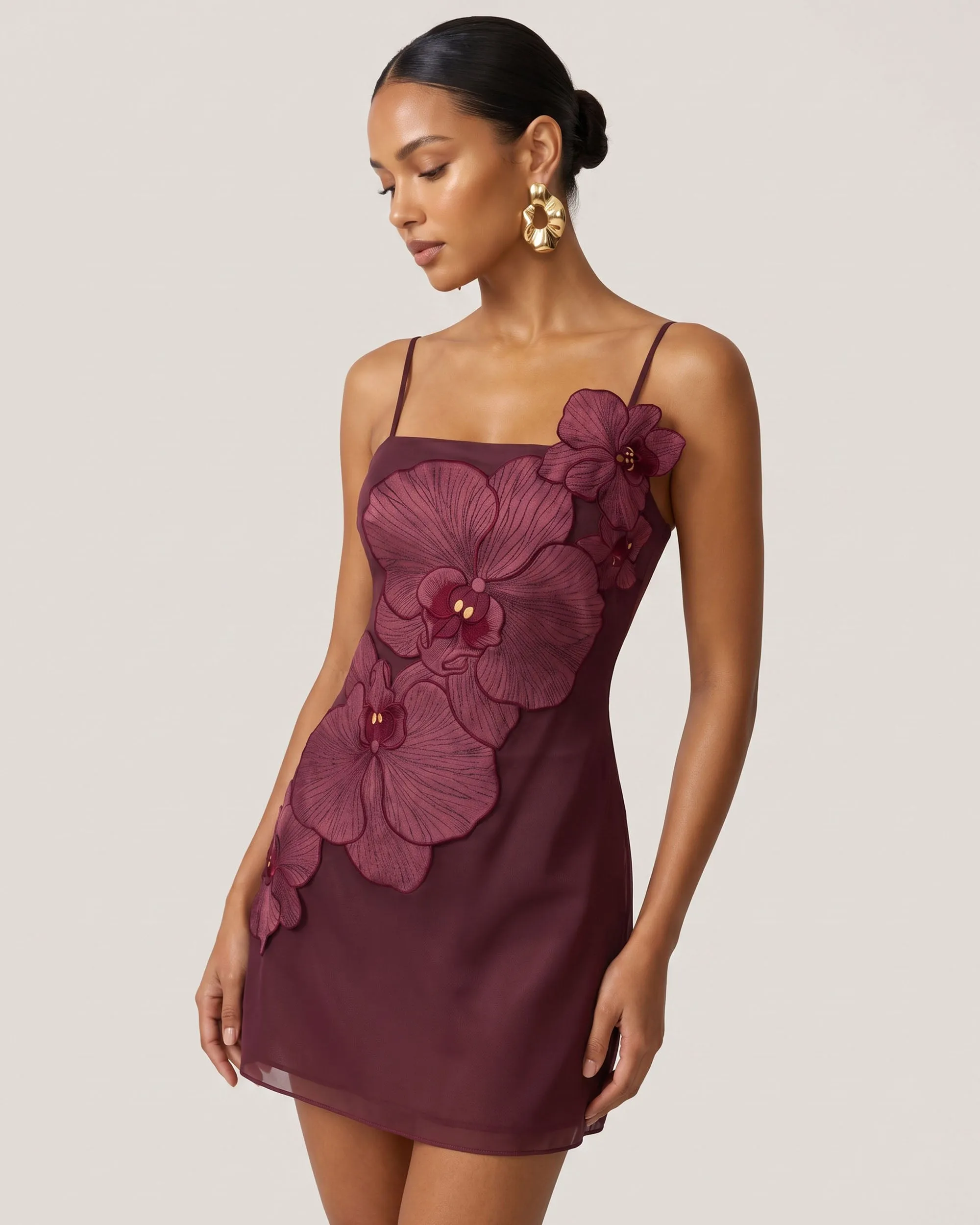 Orchid Appliqué Mini Dress - Burgundy sold by JW PEI product image thumbnail 2