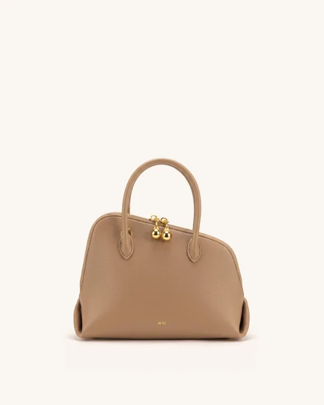 Nerina Pebbled Dome Top Handle Bag - Warm Brown made by JW PEI