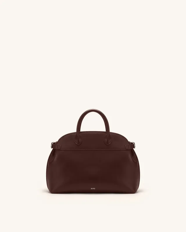 Arden Curved Top Handle Bag - Dark Brown made by JW PEI