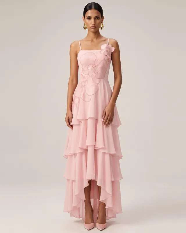 Orchid Embroidered Layered Maxi Dress - Pink made by JW PEI